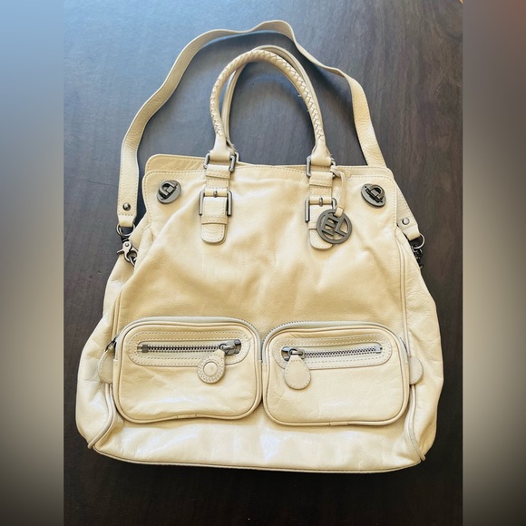 Elliott Lucca Cream Leather Tote